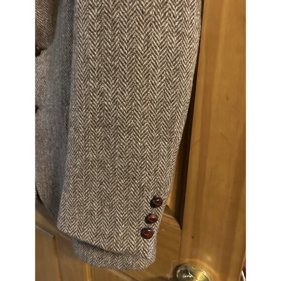 Harris Tweed Jacket Mens Brown Sport Coat Herringbone Wool Scottish Wood Hunt - Picture 2 of 16